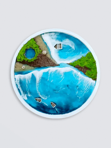 Resin Wall Piece With Blue Ocean Beach Iceland for Gifting, Kitchen Decor, Wall Art, Living Room Decor
