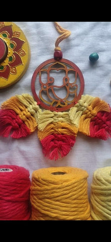 Macramé Car Hanging for Car / Birthday/ Return Gift/ Home / Kitchen -(Lord Ganesha)