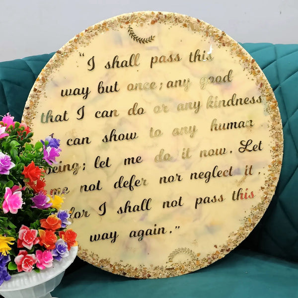 Round Resin Quote Frame with Gold Flake Edge, Personalised