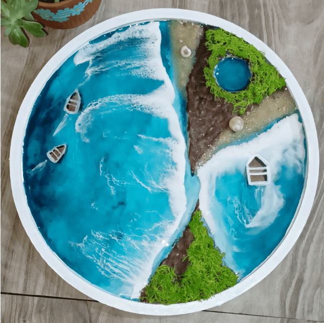 Resin Wall Piece With Blue Ocean Beach Iceland for Gifting, Kitchen Decor, Wall Art, Living Room Decor
